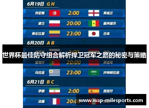 世界杯最佳防守组合解析捍卫冠军之路的秘密与策略